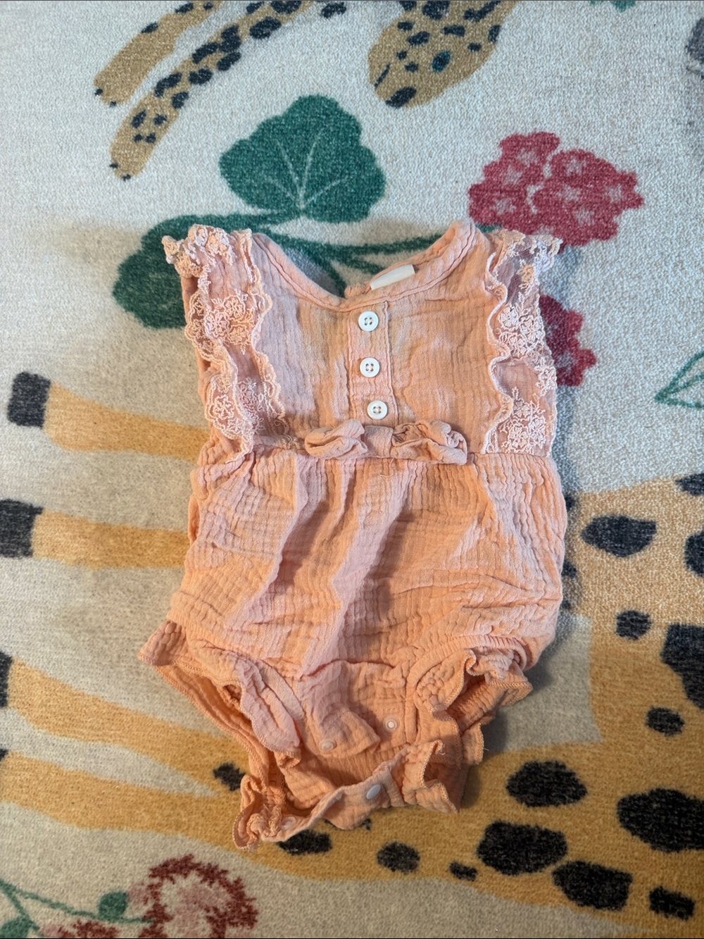 Mi piccolo baby girl salmon pink bubble romper 6-12m
